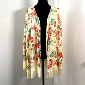 Floral Cardigan with Tassels